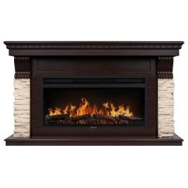 Каминокомплект Electrolux EFP/P-4220LS + портал Firelight Michigan 42/40/36 камень молочный/шпон темный дуб