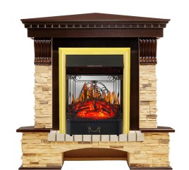 Каминокомплект Royal Flame Pierre Luxe сланец угловой с очагом Majestic FX M Brass