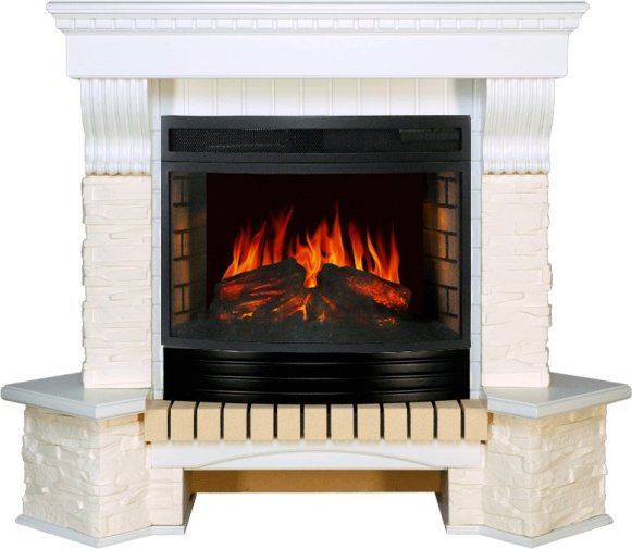 Каминокомплект Royal Flame Pierre Luxe сланец белый угловой c очагом Dioramic 25 FX