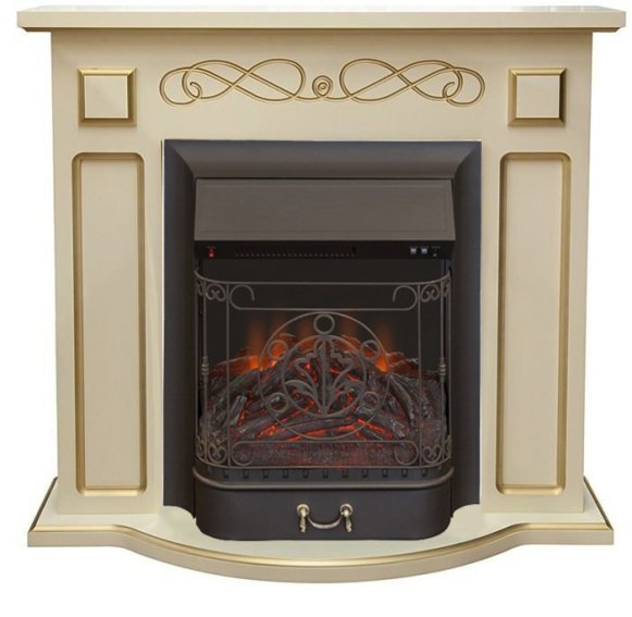 Каминокомплект Interflame Аспен бежевый патина с очагом Majestic FX M Black