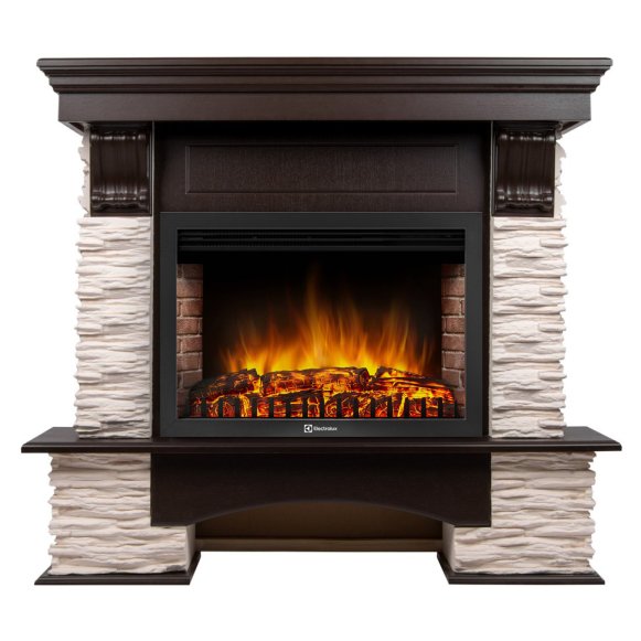 Каминокомплект Firelight Pietra Nuovo 30 с очагом Electrolux EFP/P-3020LS сланец белый/шпон темный дуб