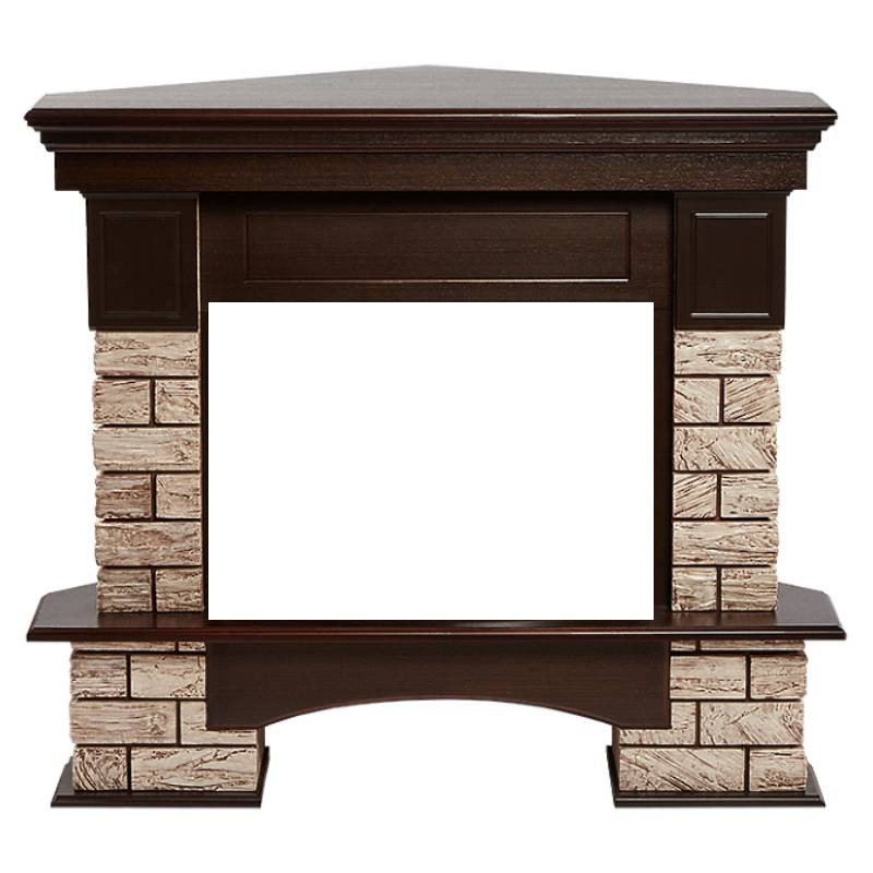 Портал Firelight Forte Wood 25U (угловой) камень коричневый/шпон темный дуб