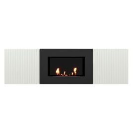 Тумба с биокамином Firelight BFP/P-1400L белый+набор керамических дров сосна