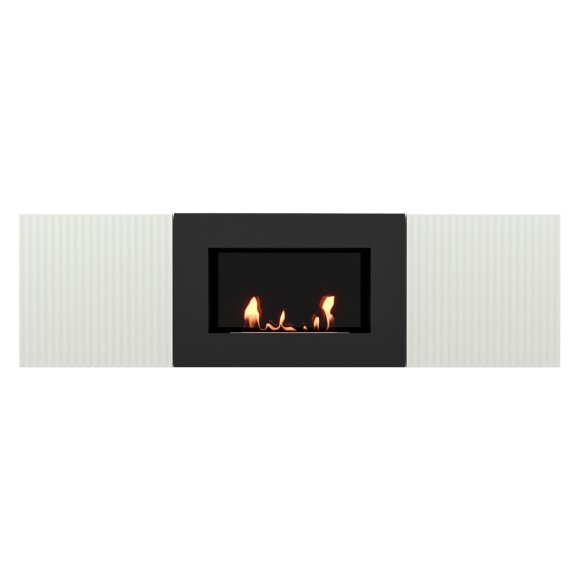 Тумба с биокамином Firelight BFP/P-1400L белый+набор керамических дров сосна