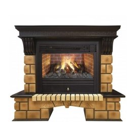 Каминокомплект RealFlame Stone Brick 26 AO с очагом 3D Novara