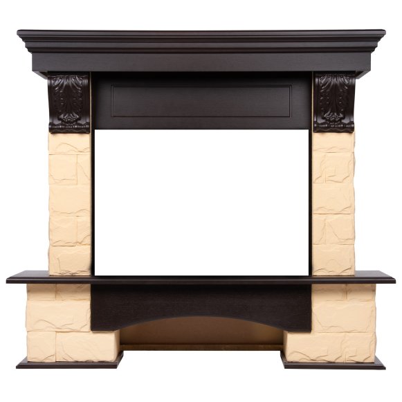 Портал Firelight Forte 25S камень бежевый/шпон темный дуб
