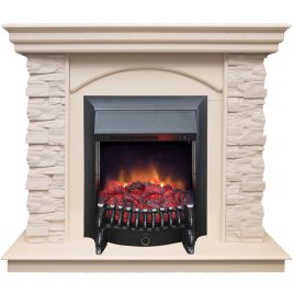 Каминокомплект RealFlame Elford STD/EUG/25&#039;5/HL WT с очагом Fobos s Lux Black/Brass